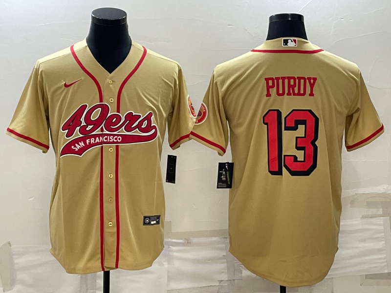 Men's New Gold San Francisco 49ers #13 Brock Purdy With Patch Cool Base Stitched Baseball Jersey